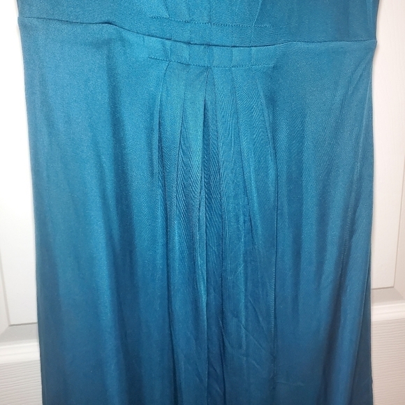Boden Women's Scoop neck Pleated Detail Sleeveless Dress Sz 6L Silk Blend Teal - Picture 4 of 13
